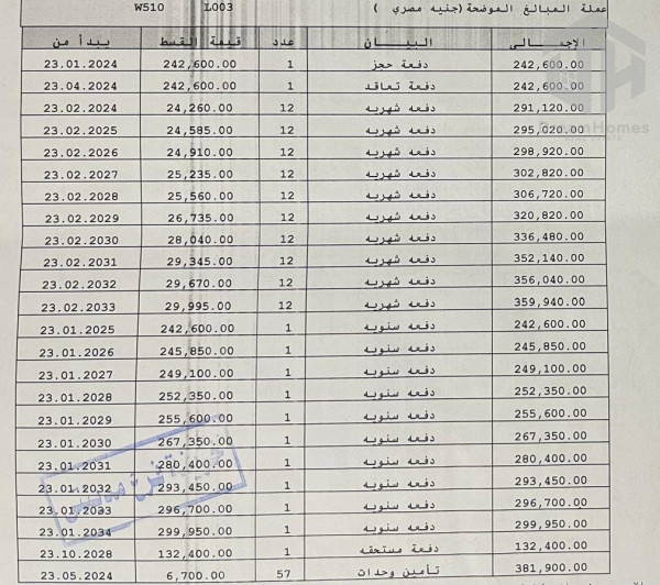 للبيع تقسيط شقه بجاردن في مدينتي اتجاه بحري موقع متميز B14