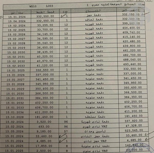 للبيع تقسيط في B14 شقة مساحة 136م2 و جاردن 65م2